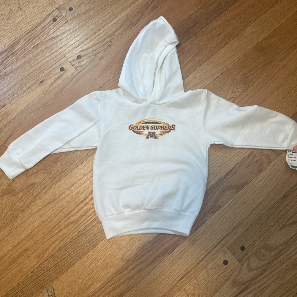 NEW Minnesota Golden Gophers Hoodie Toddler 4T White NWT